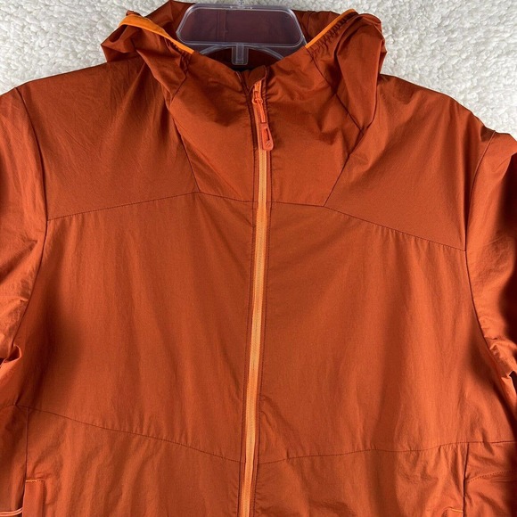 REI Women's Size M Orange Nylon Hooded Windbreaker Lightweight Jacket Shell - Picture 2 of 13